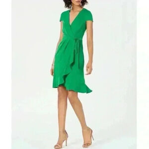 Jessica Howard Faux Wrap Dress Green Women’s Size 12 Flounce Ruffle NWT